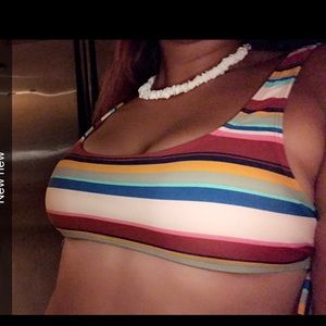 Striped bathing suit top